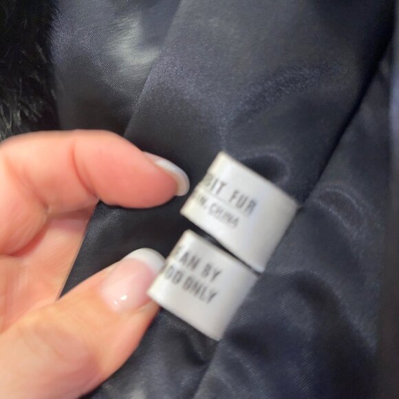 Vintage Womens Jacket Black Size Medium Black Rabbit Fur Casual Hong Kong - Picture 10 of 14